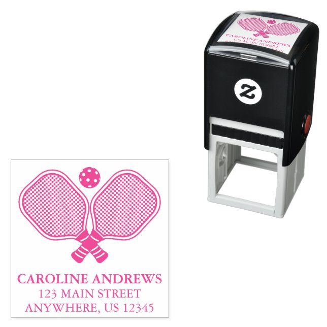 Pickleball Paddles Personalized Return Address Self-inking Stamp (In Situ)