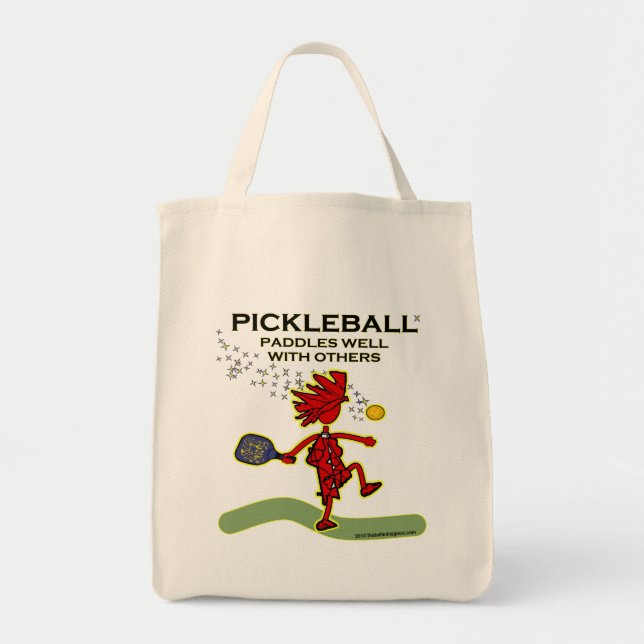 Pickleball Paddles Well With Others Tote Bag (Front)