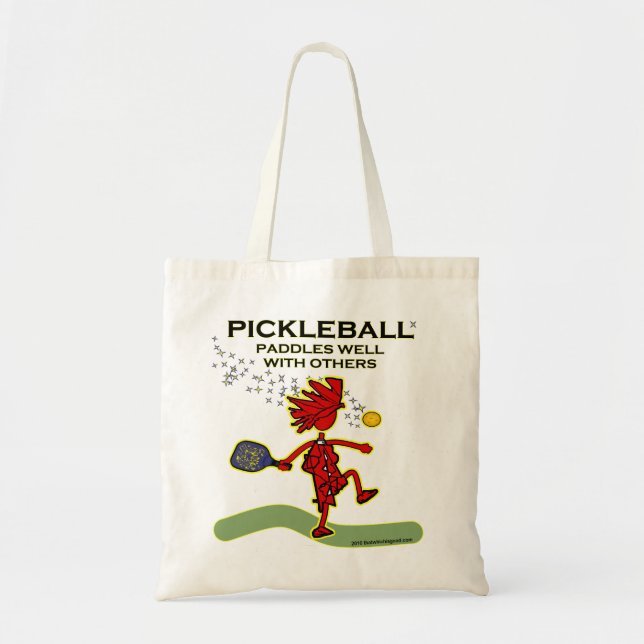 Pickleball Paddles Well With Others Tote Bag (Front)