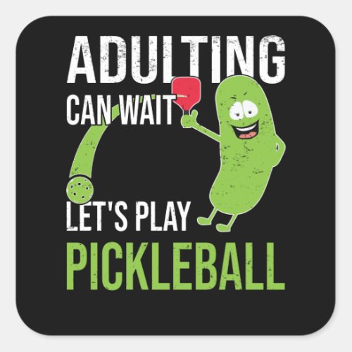 Pickleball Parents Kids Pickleball Player Cucumber Square Sticker