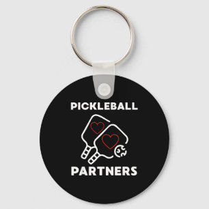 Pickleball partners couples funny pickleball keychain