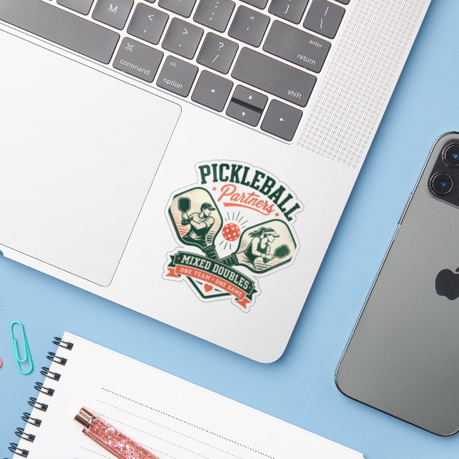 Pickleball Partners Mixed Doubles Sticker (Laptop w/ iPhone)