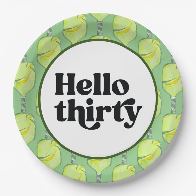 Pickleball Party 30th Birthday with Beer Paper Plates (Front)