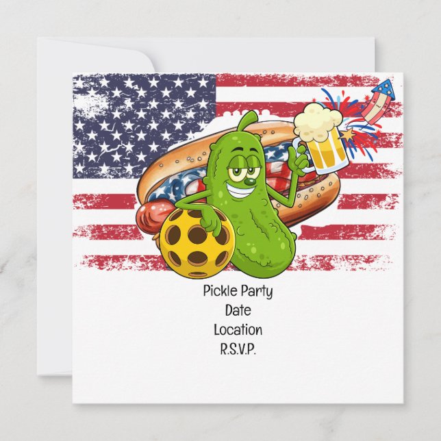 Pickleball Party 4th July Independence Day America Save The Date (Front)