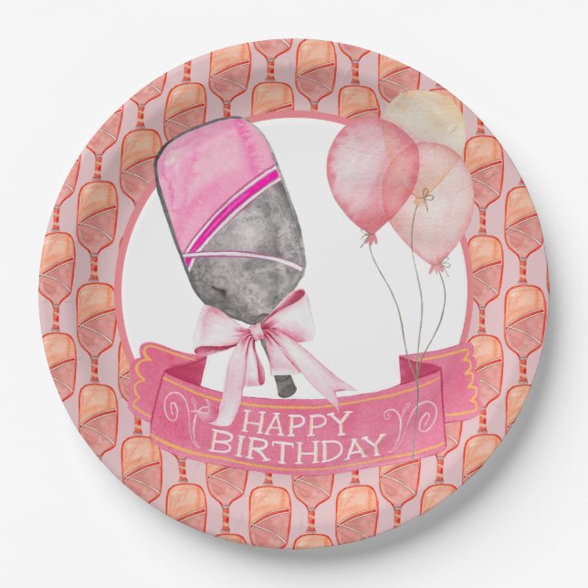 Pickleball Party Birthday  Paper Plates (Front)