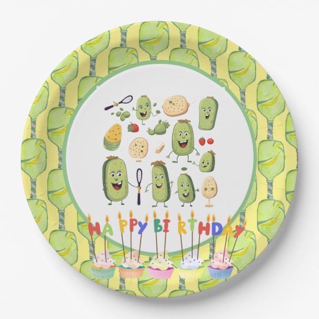 Pickleball Party Birthday  Paper Plates (Front)