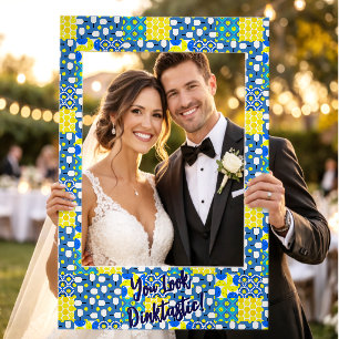Pickleball Party Blue and Yellow Selfie Frame
