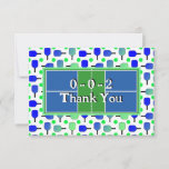 Pickleball Party Blue Green Paddles and Balls Thank You Card