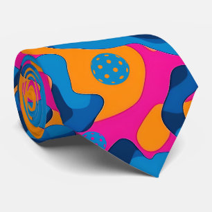 Pickleball Party Camo Neck Tie