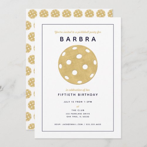 Pickleball Party Chic Gold Black Party Invitation