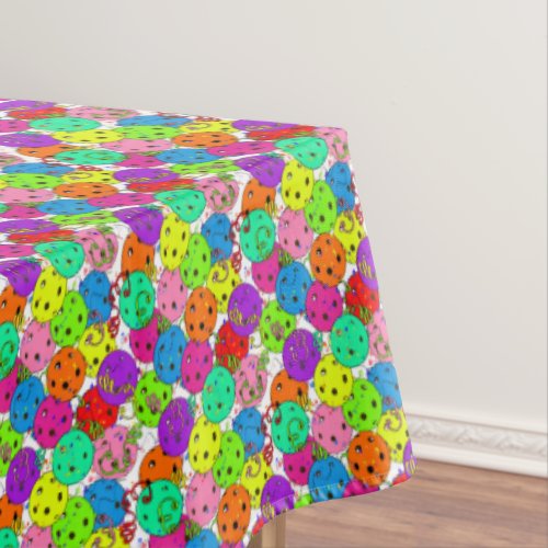 Pickleball Party Colorful Balloons  Confetti Tablecloth