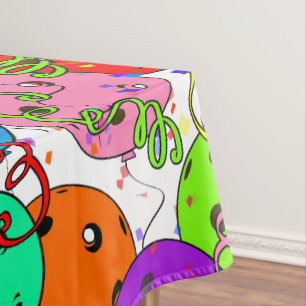 Pickleball Party Confetti and Balloons on White Tablecloth