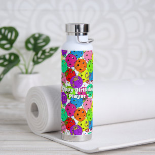 Pickleball Party Confetti and Balloons Personalize Water Bottle