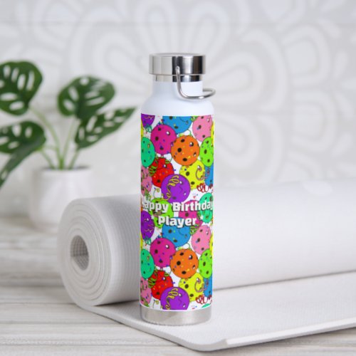 Pickleball Party Confetti and Balloons Personalize Water Bottle