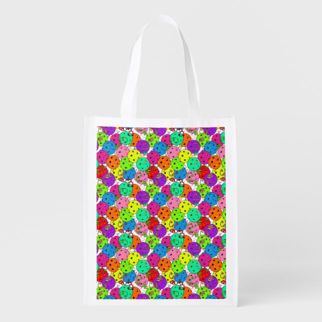Pickleball Party Confetti and Pickleball Balloons  Grocery Bag (Front)