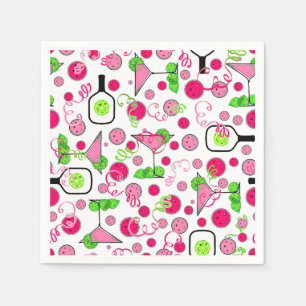 Pickleball Party Cosmo Cocktail Pink and Green Napkins