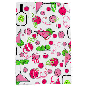Pickleball Party Cosmo Day Dinking on White Medium Gift Bag