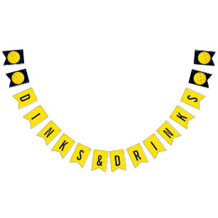 Pickleball Party Dinks and Drinks Bunting Flags