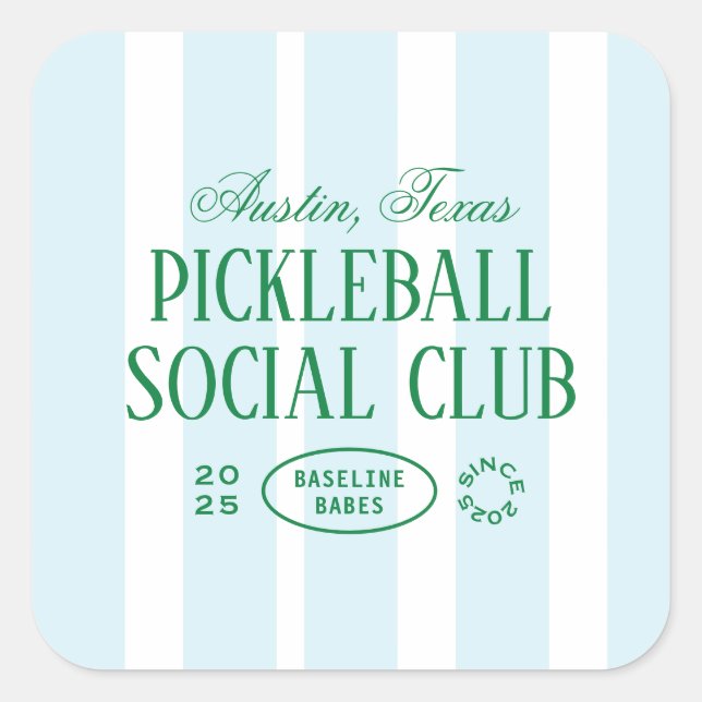 Pickleball Party Favor Green & Blue Sticker Design (Front)