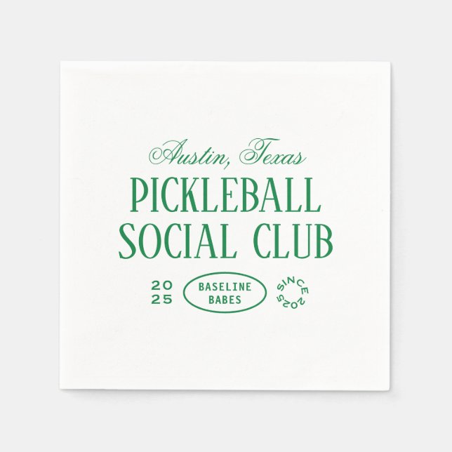 Pickleball Party Favor Napkins in Green & White (Front)