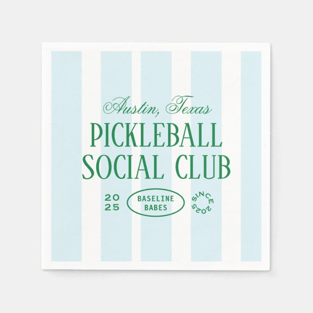 Pickleball Party Favor Napkins in Green & White (Front)