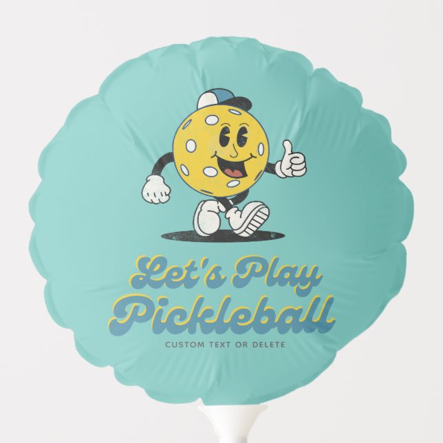 Pickleball Party Funny Pickleball Cartoon Mascot Balloon (Front)