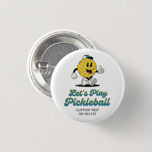 Pickleball Party Funny Pickleball Cartoon Mascot Button (Front & Back)