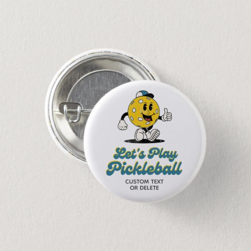 Pickleball Party Funny Pickleball Cartoon Mascot Button
