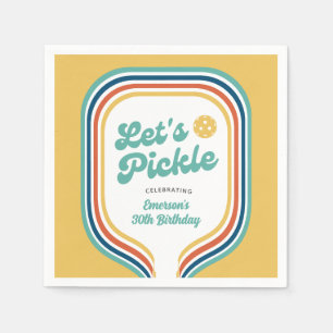 Pickleball Party Let's Pickle Retro Rainbow Stripe Napkins