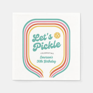 Pickleball Party Let's Pickle Retro Rainbow Stripe Napkins