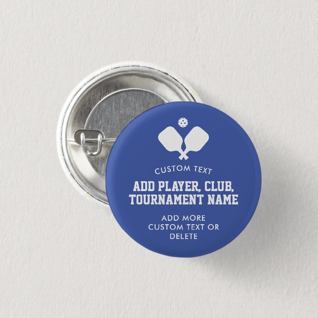 Pickleball Party Paddles Blue White Custom Button (Front & Back)