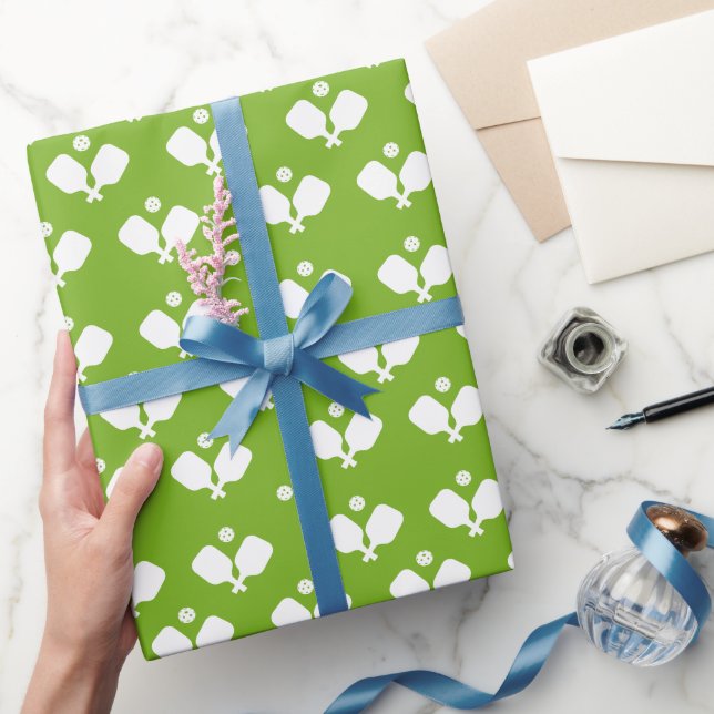Pickleball Party Paddles Green White Ball Gift  Wrapping Paper (Gifting)