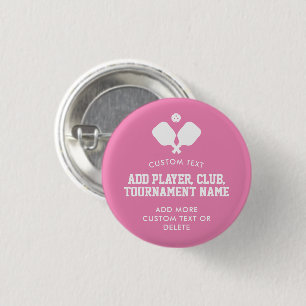 Pickleball Party Paddles Pink White Custom Button