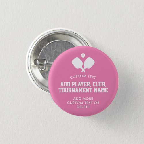 Pickleball Party Paddles Pink White Custom Button