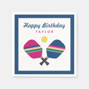 Pickleball Party Personalized Name Blue Napkins