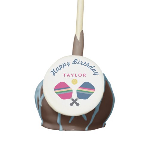 Pickleball Party Personalized Name Blue Party Cake Pops