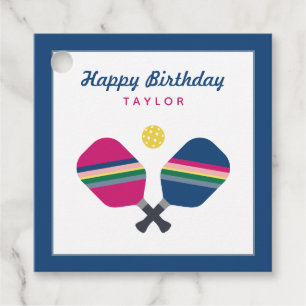 Pickleball Party Personalized Name Blue Party Favor Tags
