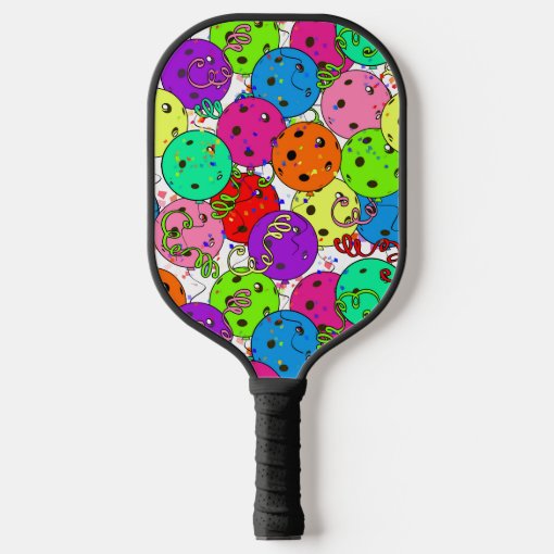 Pickleball Party Pickleball Balloons on White Pickleball Paddle | Zazzle