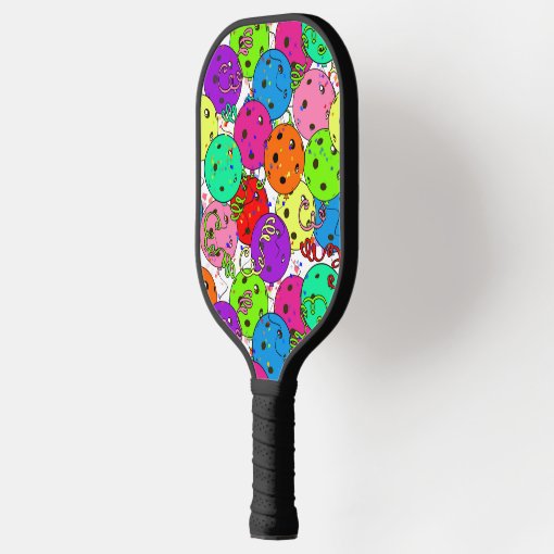 Pickleball Party Pickleball Balloons on White Pickleball Paddle | Zazzle