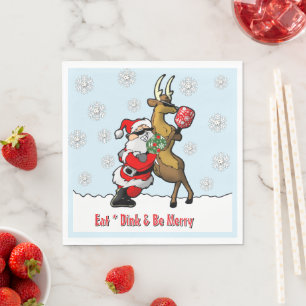 Pickleball Party Santa Reindeer Snowflakes Napkins