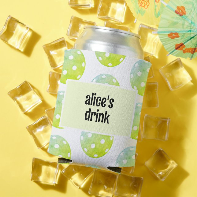 Pickleball Party Sports Green Custom Can Cooler (In Situ Summer)