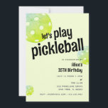 Pickleball Party Sports Green Custom Invitation<br><div class="desc">Let's Play Pickleball! Celebrate your pickleball player or fan with these fun and vibrant party invitations featuring a fun retro font and bright green and blue pickleballs. Text is customizable. Birthday age is also customizable. Part of a collection from Parcel Studios.</div>