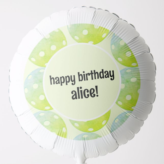 Pickleball Party Sports Green Custom Name Balloon (Front)