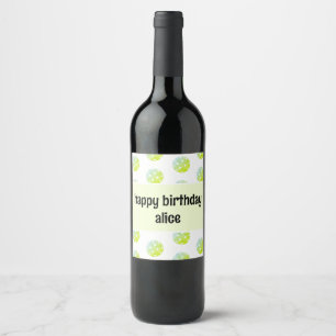 Pickleball Party Sports Green Custom Wine Label