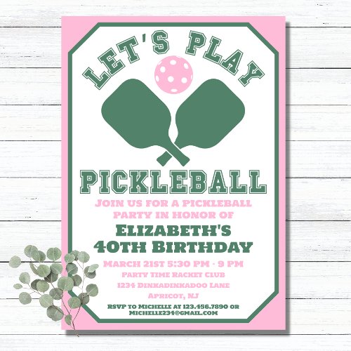 Pickleball Party Sports Paddles Invitation