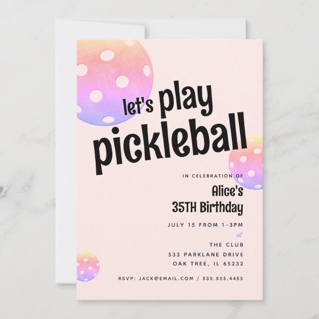 Pickleball Party Sports Pastel Party Invitation (Front)