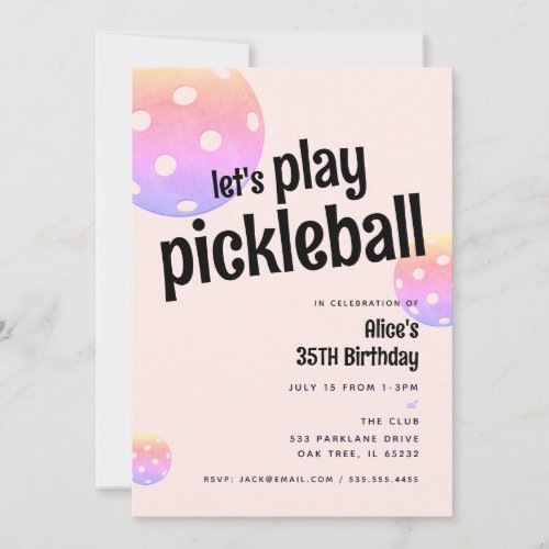 Pickleball Party Sports Pastel Party Invitation