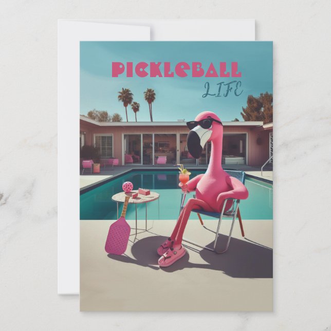 Pickleball Party Tournament Invitations Flamingo (Front)