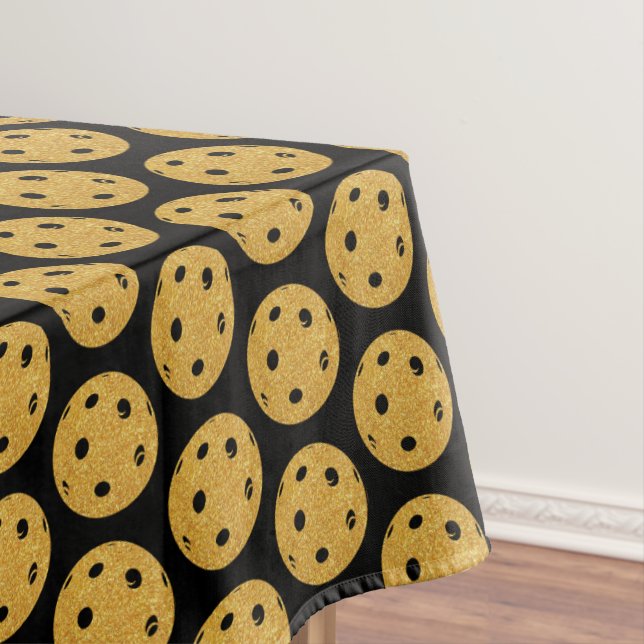 Pickleball Party Wedding Black Gold Bachelor Party Tablecloth (In Situ)