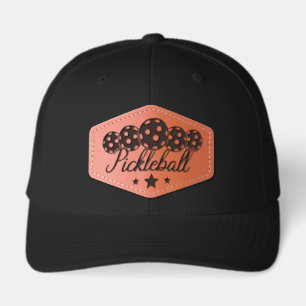 Pickleball Patch With Pickleballs and Stars Leather Patch Hat